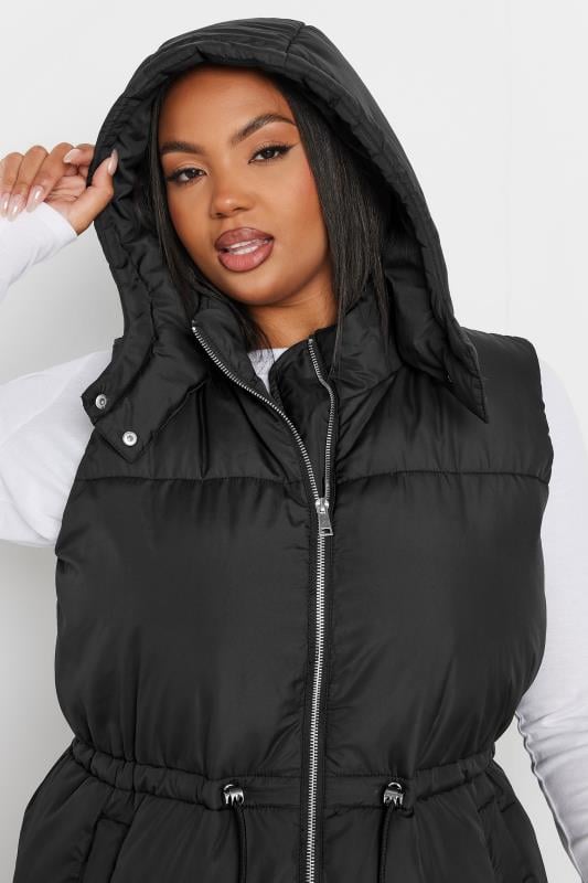 YOURS Curve Black Drawcord Panelled Gilet | Yours Clothing 4