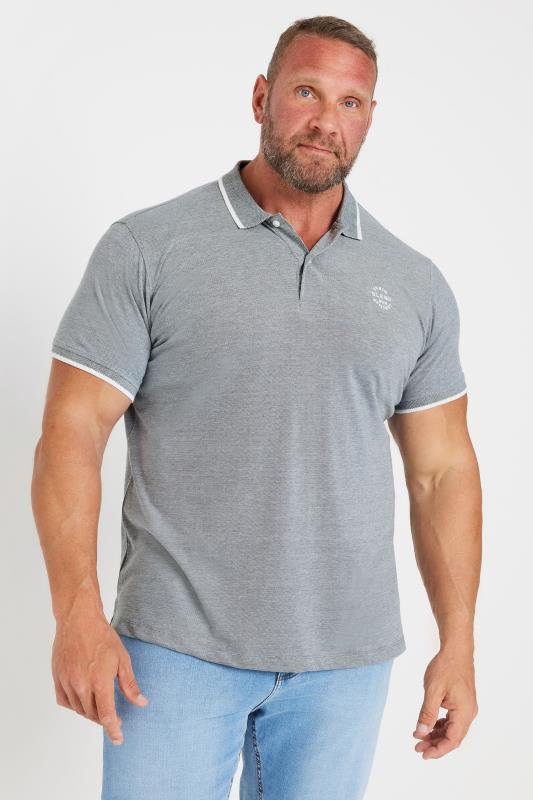  Grande Taille BLEND Big & Tall Light Grey Logo Polo Shirt