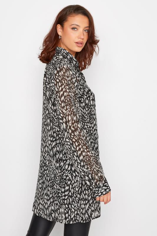 Tall Women's LTS Black Animal Leopard Print Longline Shirt | Long Tall Sally 2