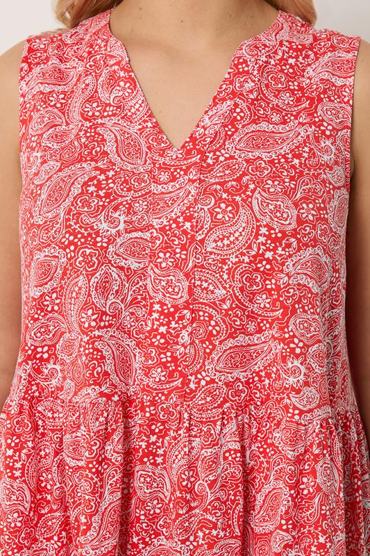 YOURS Plus Size Orange Paisley Notch Neck Vest Top | Yours Clothing 4