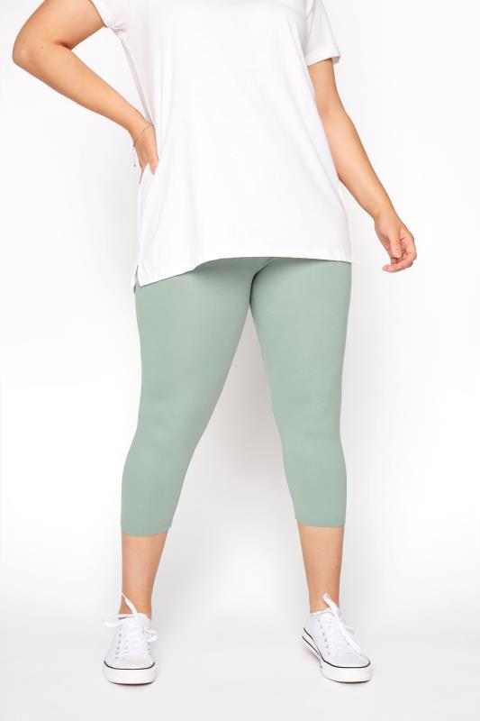 YOURS FOR GOOD Curve Sage Green Cropped Leggings 2