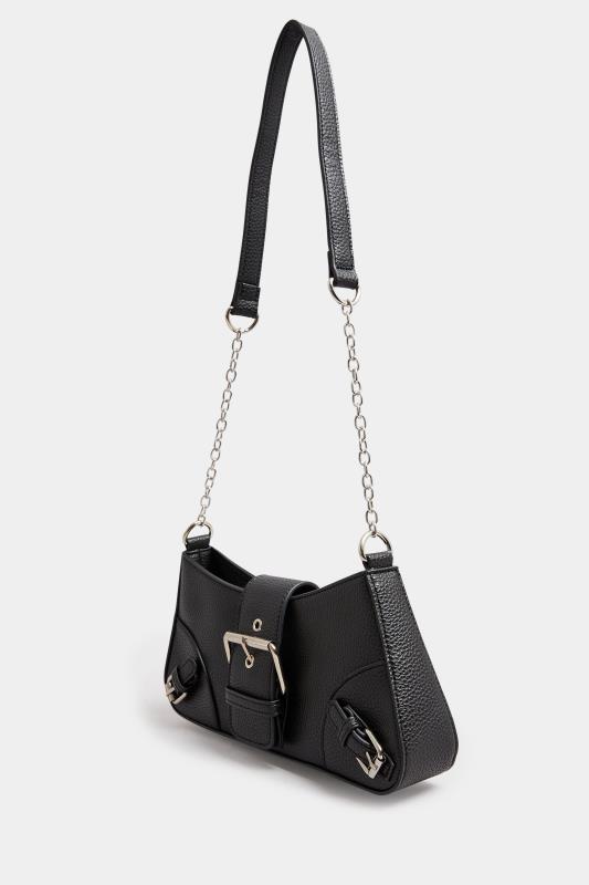 Black Triple Buckle Detail Shoulder Bag | Yours Clothing 4