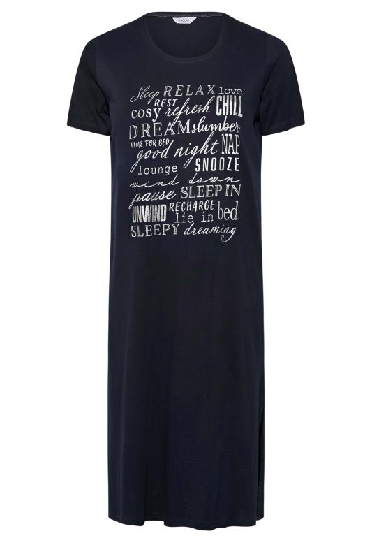 Curve Navy Blue Inspirational Slogan Midaxi Nightdress | Yours Clothing 6