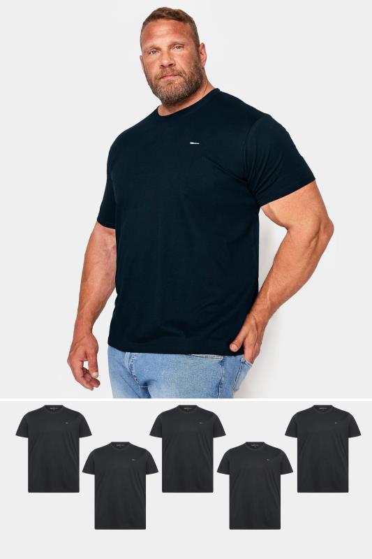  Grande Taille BadRhino Big & Tall 5 PACK Black Cotton T-Shirts