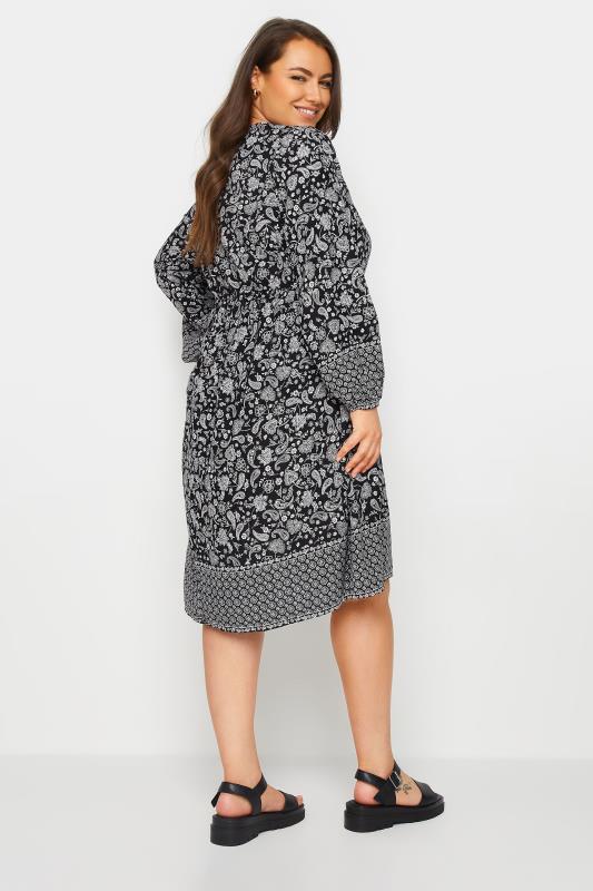 YOURS Plus Size Black Paisley Print Smock Dress | Yours Clothing 4
