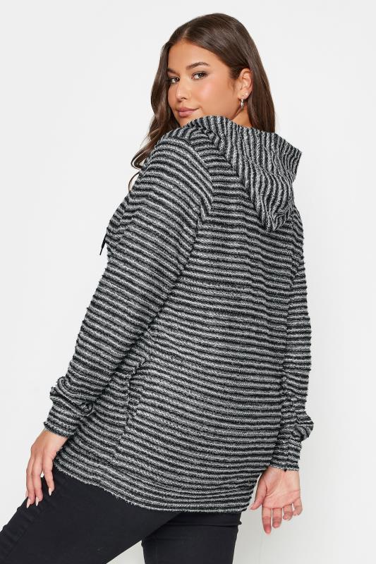 YOURS Plus Size Black & White Textured Knit Zip Up Hoodie | Yours Clothing 4