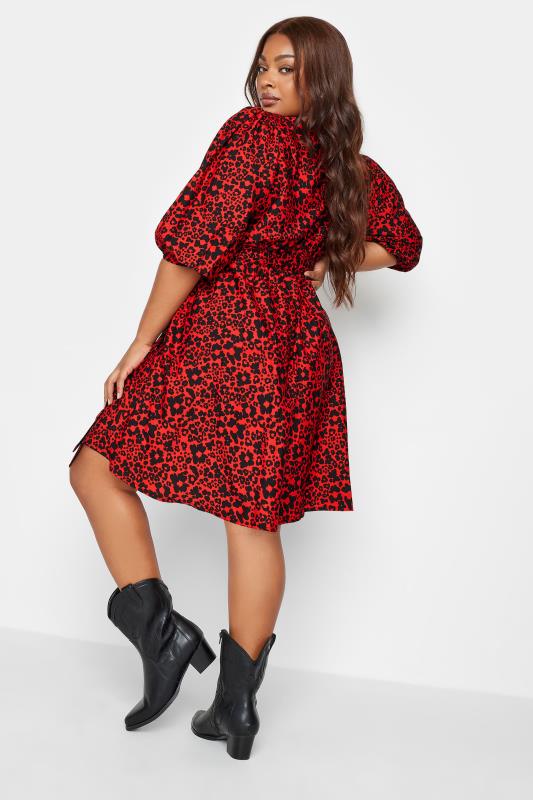 YOURS Plus Size Red Animal Markings Mini Dress | Yours Clothing 3
