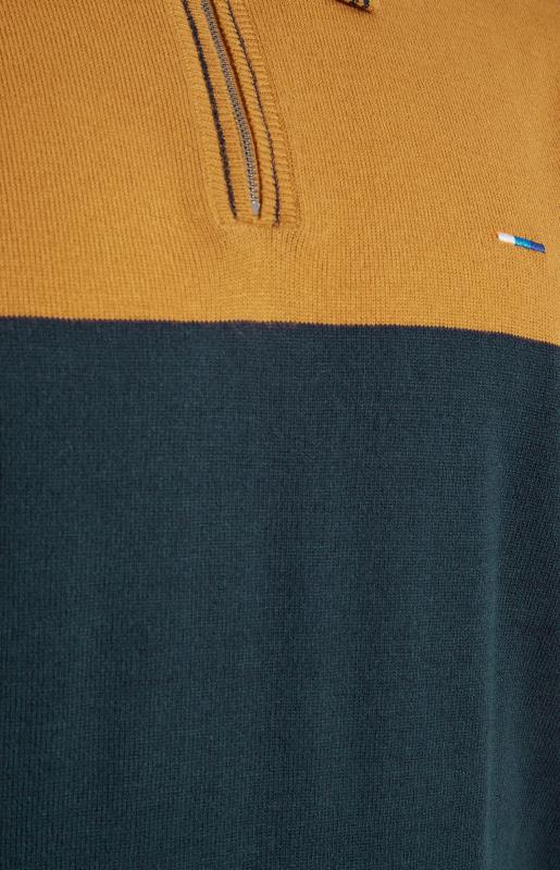 BadRhino Big & Tall Navy Blue Colour Block Knitted Polo Shirt 2