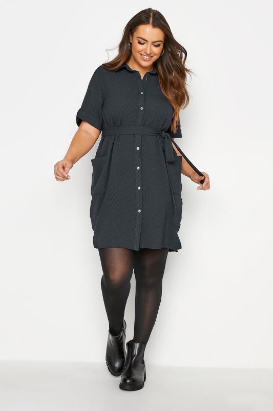 Plus Size Charcoal Grey Belted Shirt ...