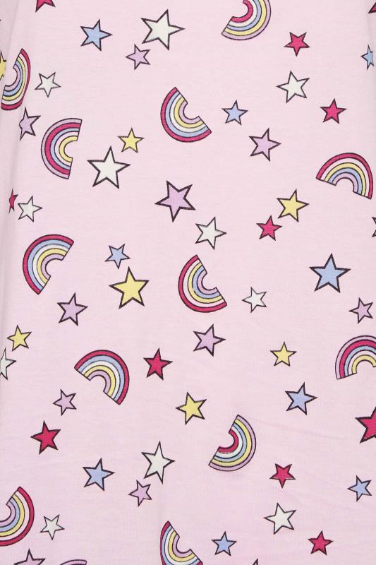 YOURS Plus Size Curve Light Pink Star & Rainbow Print Sleep Tee Nightdress | Yours Clothing  4