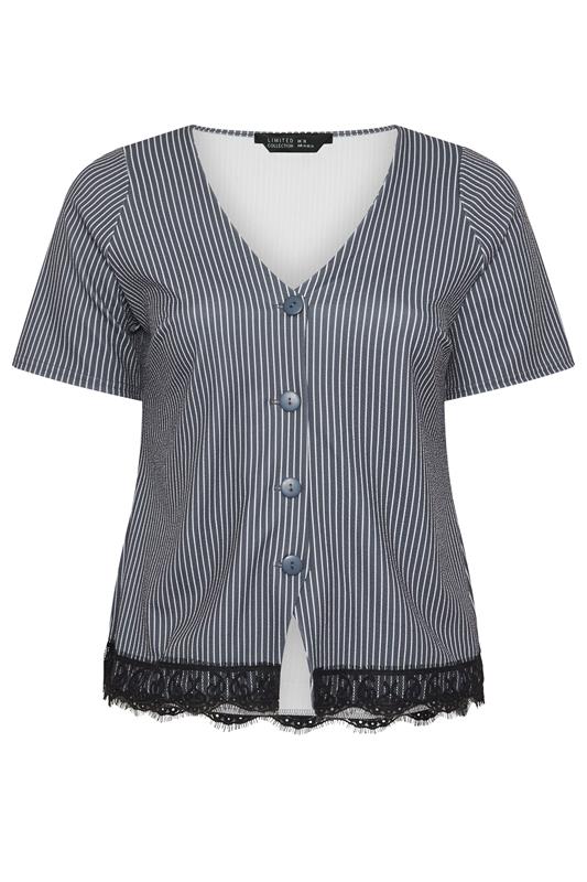 LIMITED COLLECTION Plus Size Grey Pinstripe Shirt | Yours Clothing 5