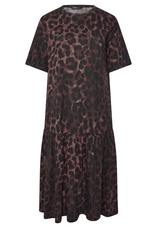 YOURS Plus Size Brown Leopard Print Drop Waist Maxi Dress | Yours Clothing 5