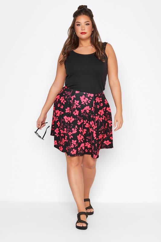 LIMITED COLLECTION Curve Pink Floral Print Skirt_B.jpg