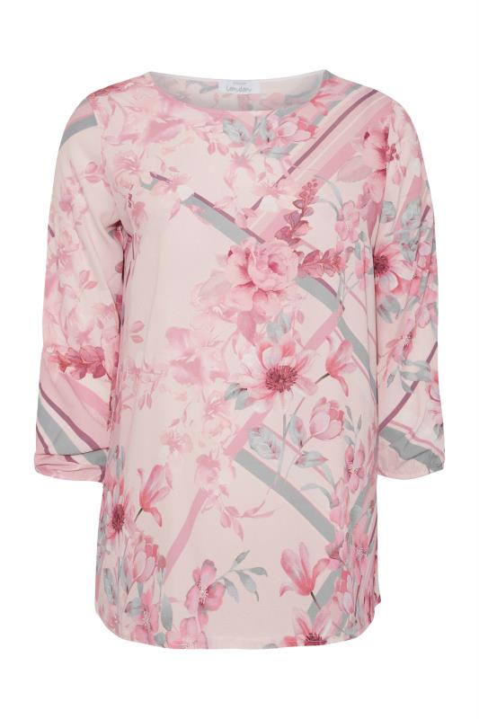 YOURS LONDON Curve Pink Floral Scarf Print Blouse_F.jpg