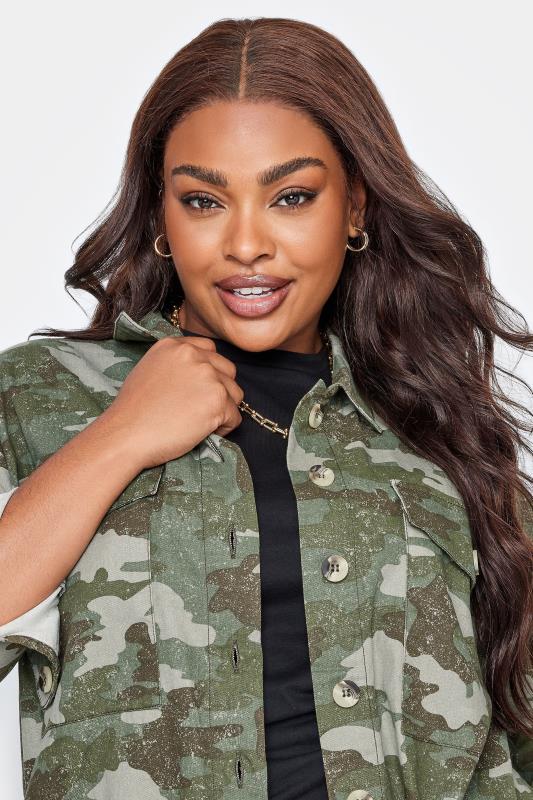 LIMITED COLLECTION Plus Size Green Camo Print Utility Shacket | Yours Clothing 4