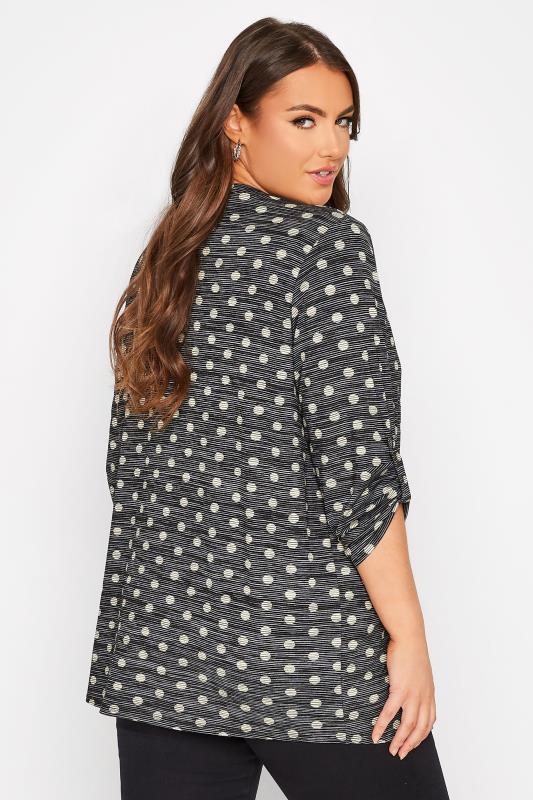 Plus Size Black Spot Print Roll Sleeve Cardigan | Yours Clothing 3