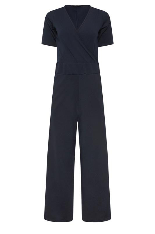PixieGirl Petite Navy Blue Short Sleeve Wide Leg Jumpsuit | Pixie Girl 5