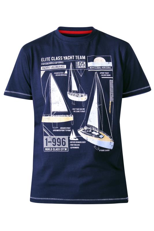 Großen Größen  D555 Navy Yacht Team Printed Graphic T-Shirt