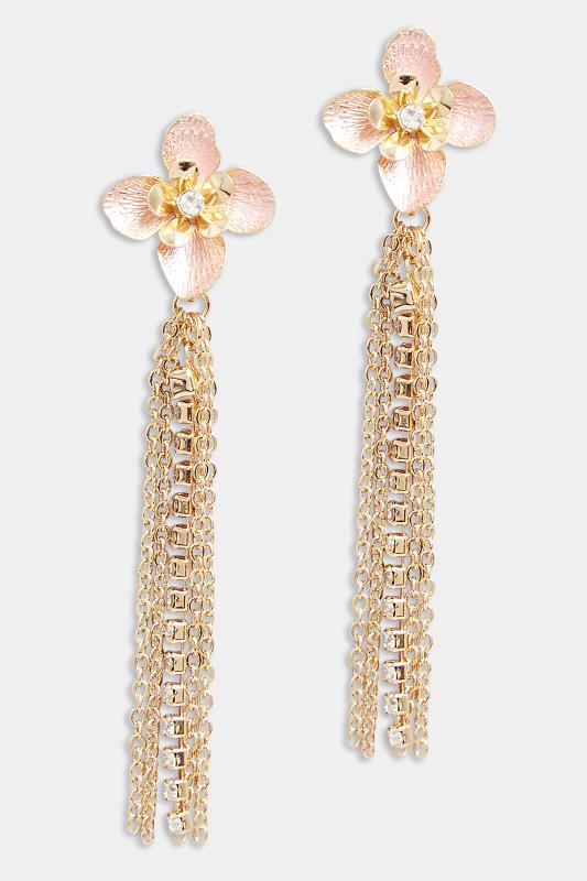 Gold Flower Tassel Earrings | Yours Clothing 2