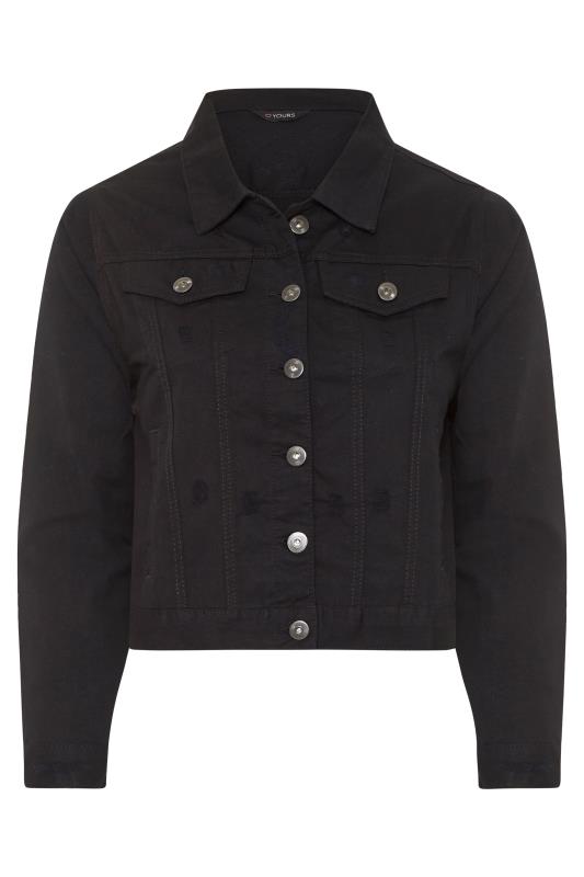 Black Distressed Denim Jacket | Yours Clothing 5