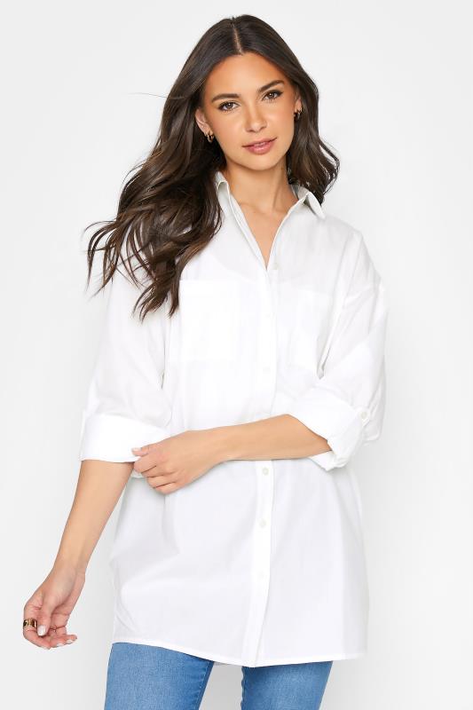 LTS MADE FOR GOOD Tall White Cotton Oversized Shirt_A.jpg