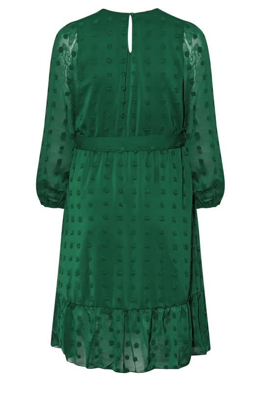Plus Size YOURS LONDON Green Dobby Puff Sleeve Dress | Yours Clothing 7