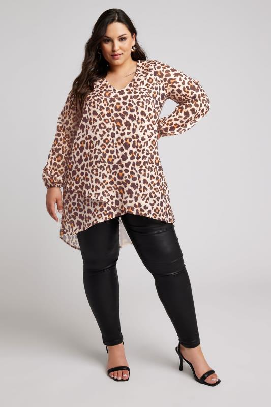 YOURS LONDON Plus Size Natural Brown Leopard Print Blouse | Yours Clothing 4