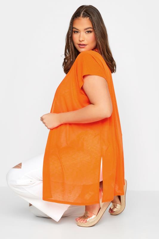 LIMITED COLLECTION Plus Size Orange Textured Kimono Cardigan | Yours Clothing 5