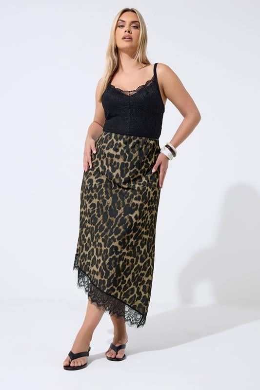  LIMITED COLLECTION Asymmetrischer Rock in Braun mit Leopardenprint