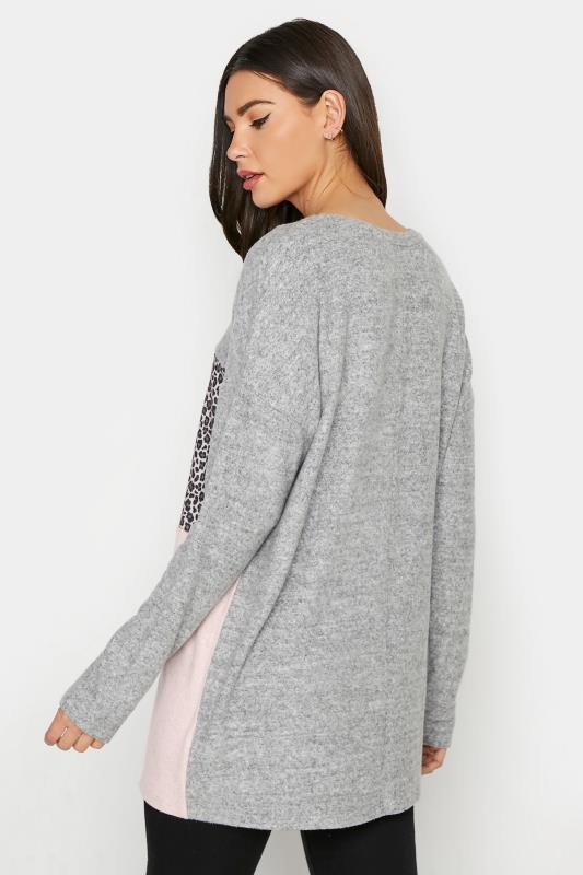 LTS Tall Grey Colourblock Knitted Jumper 3