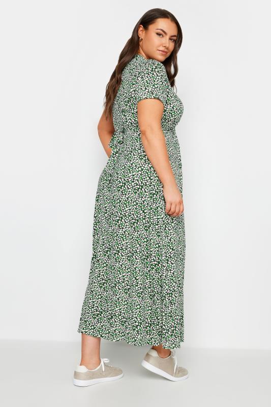 YOURS Plus Size Green Floral Maxi Wrap Dress | Yours Clothing