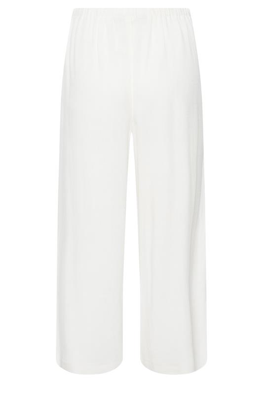 LTS Tall Women's White Wide Leg Cropped Linen Look Trousers | Long Tall Sally 5