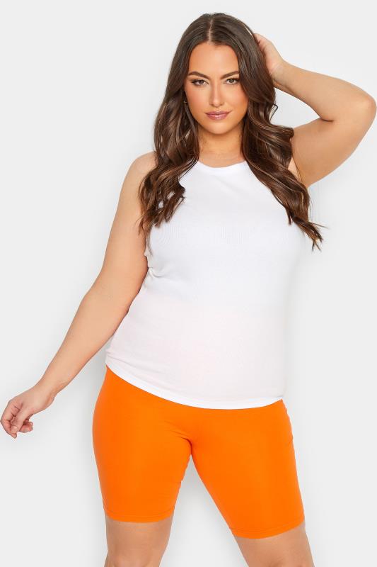 YOURS Plus Size Bright Orange Cycling Shorts | Yours Clothing 2
