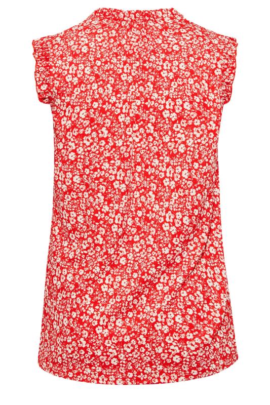 YOURS Plus Size Red Floral Print Frill Sleeve Blouse | Yours Clothing 7