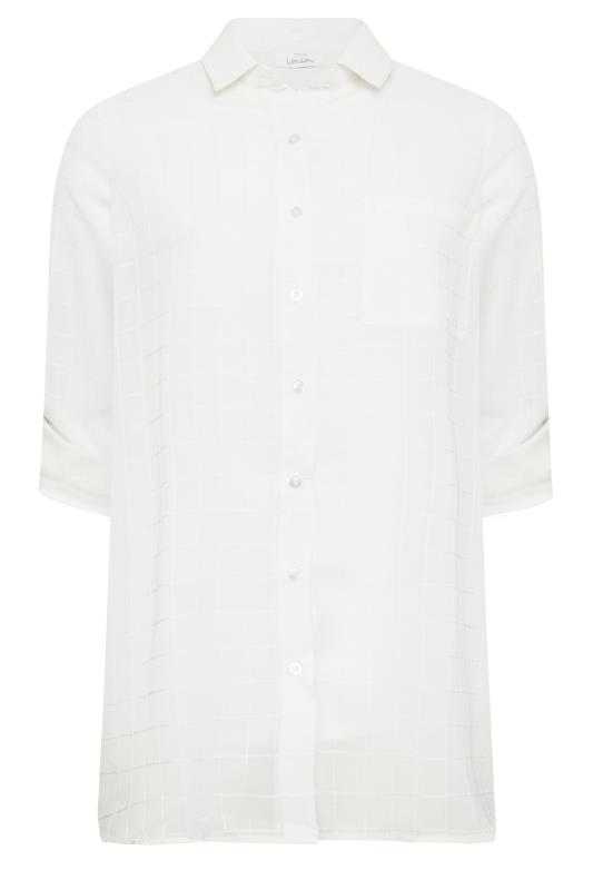 YOURS LONDON Plus Size White Check Chiffon Shirt | Yours Clothing 8