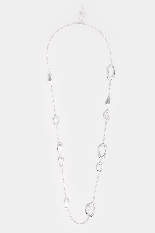 Silver Long Hoop Link Necklace | Yours Clothing 2