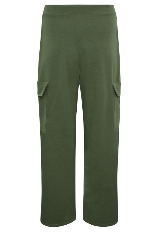 Petite Khaki Green Wide Leg Cargo Trousers | PixieGirl 5