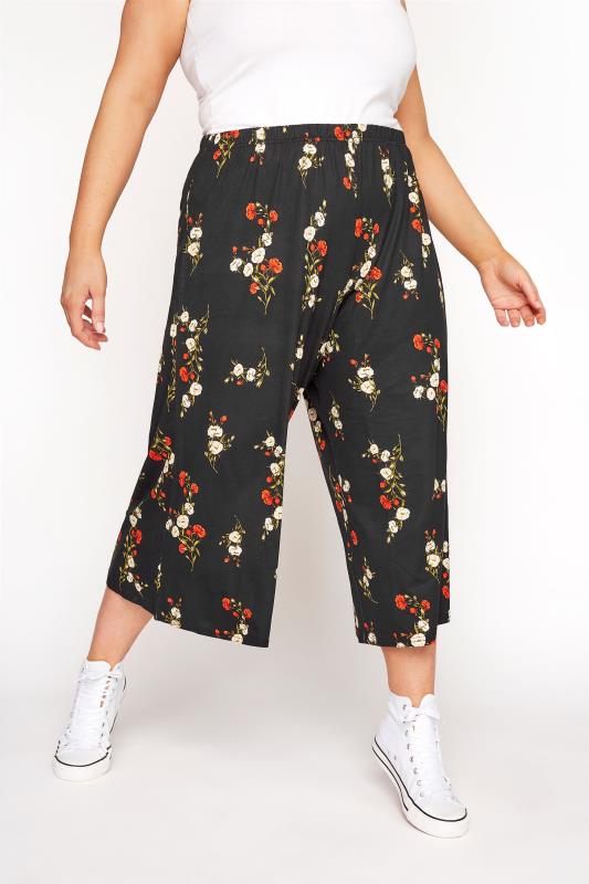 LIMITED COLLECTION Black & Red Floral Print Culottes_B.jpg
