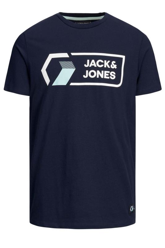 JACK & JONES Navy Blue Logan T-Shirt | BadRhino  2