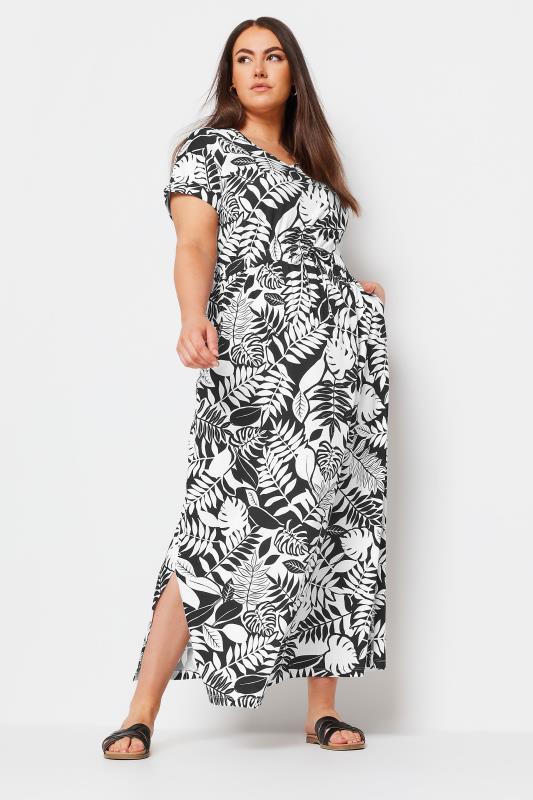  Grande Taille YOURS Curve Black Tropical Print Maxi Dress