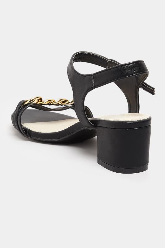 LIMITED COLLECTION Black Chain Block Heel Sandal In Wide E Fit | Yours Clothing 4