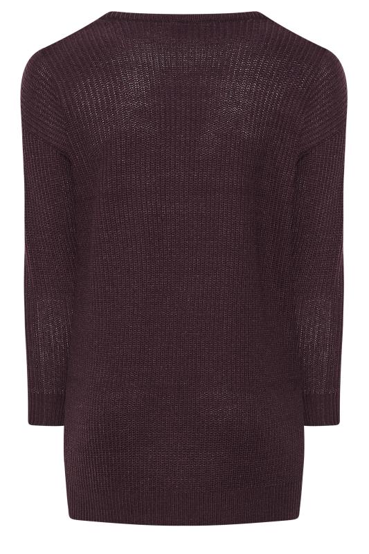 Plus Size Plum Purple Essential Knitted Jumper | Yours Clothing 7