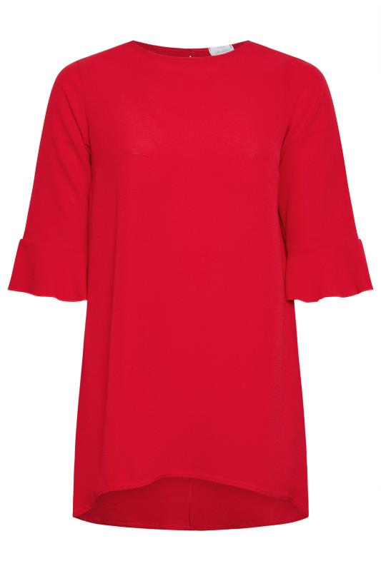 YOURS LONDON Plus Size Red Flute Sleeve Tunic | Yours Clothing 2