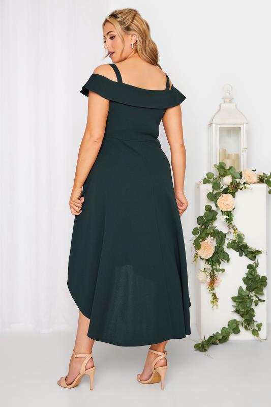 YOURS LONDON Plus Size Curve Black Bardot High Low Midi Dress | Yours Clothing 2