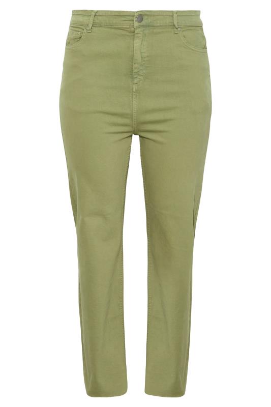 Plus Size Khaki Green Stretch Wide Leg Jeans | Yours Clothing 3