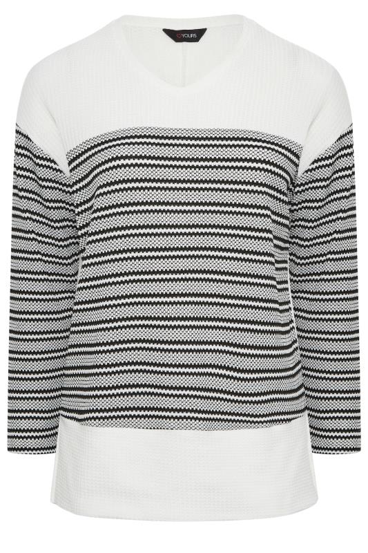 YOURS Curve Plus Size White Long Sleeve Stripe Jumper | Yours Clothing  6