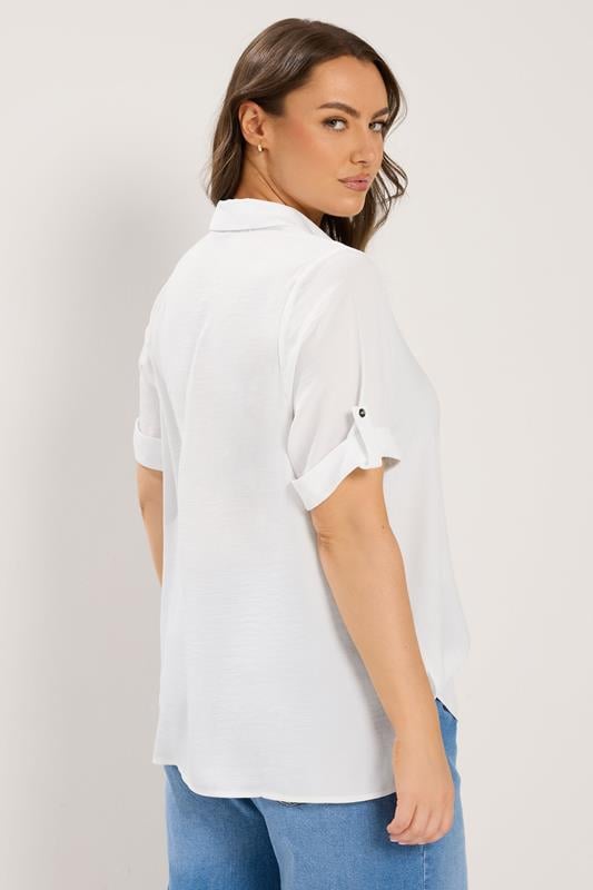 YOURS Plus Size White Relaxed Short Sleeve Shirt | Yours Clothing 2