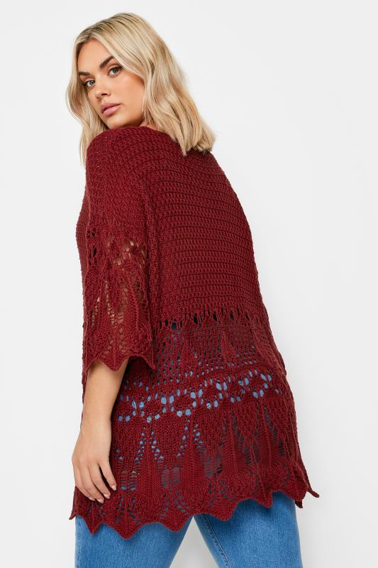 YOURS Plus Size Red Crochet Detail Jumper | Yours Clothing 5