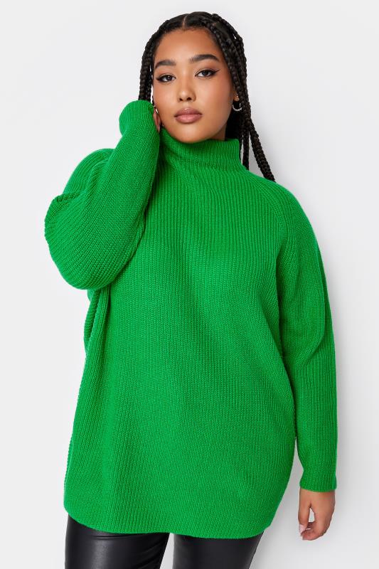 YOURS Plus Size Green Ribbed Knitted Jumper | Yours Clothing  1