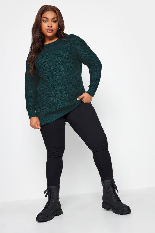 YOURS Plus Size Dark Green Knitted Jumper | Yours Clothing